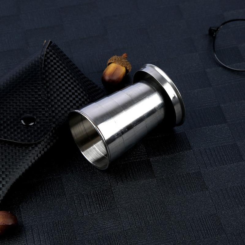 Stainless Steel Expansion Cup Outdoor Folding Cup with Key Ring Small Expansion Cup Water Cup
