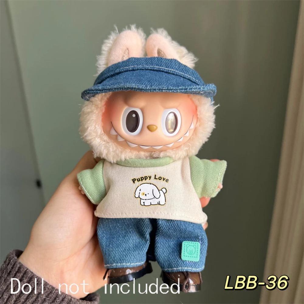 Only Clothes For 15-17CM Labubu Mini Accessories Clothes Clothing Dolls Set Sitting Party Scarf Hat Bag Cute Decoration Gift