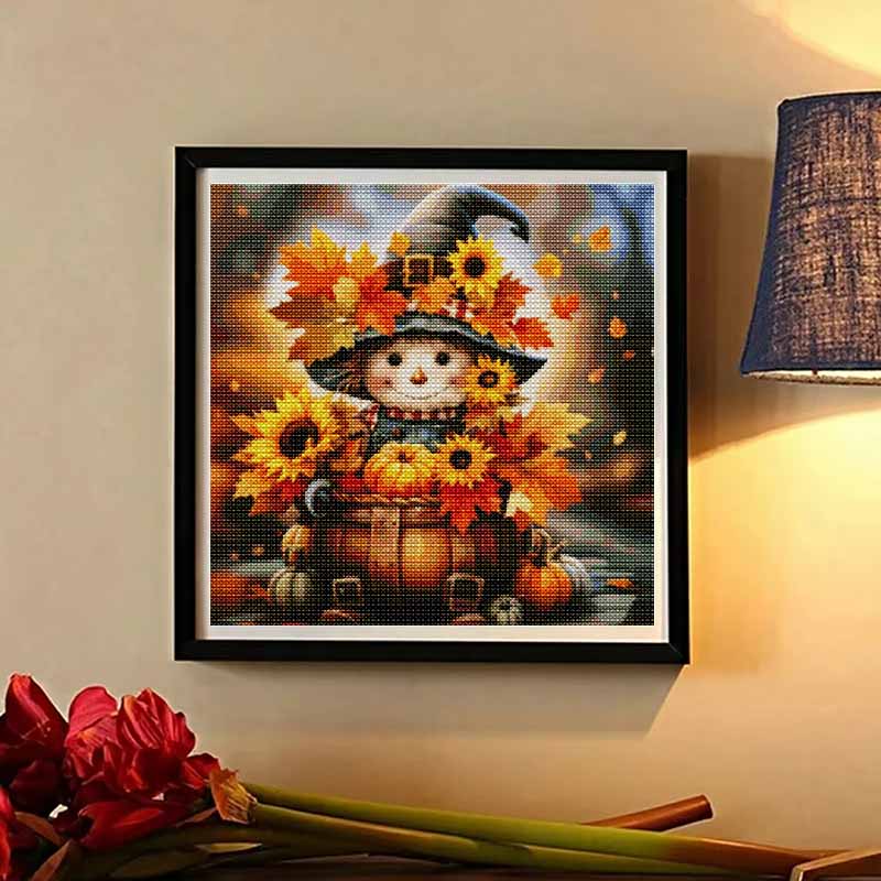 DIY Diamond Art Painting Kit Autumn Scarecrow Sunflowers Pumpkin Pattern Full Drill Canvas Creative Handmade Craft Gift for Adults