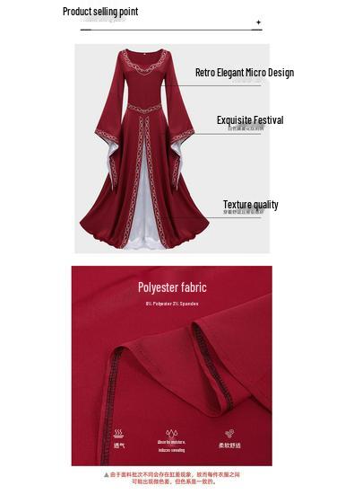 Abito da Donna Medievale Europeo a Maniche a Campana Color-Block