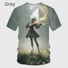 Summer Men's Casual Short-sleeved T-shirt Fashion Nier Automata 3D Printed T-shirt Personality Harajuku Streetwear Short Sleeved