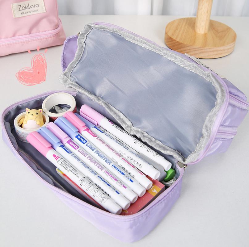 Double Layer Simple Stationery Case Large Capacity Student For School Kids Office