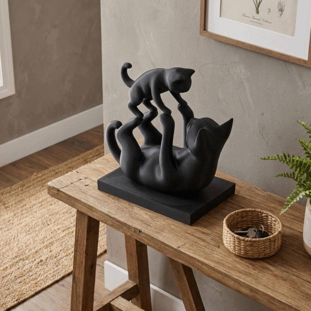 3D-Druck Eltern-Kind-Katzenstatue Minimalistische Katzen-Schreibtischdekoration Geschenk für Katzenliebhaber