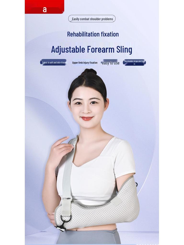 Breathable Forearm Sling: Elbow, Shoulder, Wrist Support with Fixation Strap for Adults