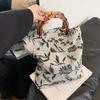Bamboo Tote Bag Niche Bag New Fashion Canvas Embroidery Large Capacity Tote Bag Ethnic Style Bag