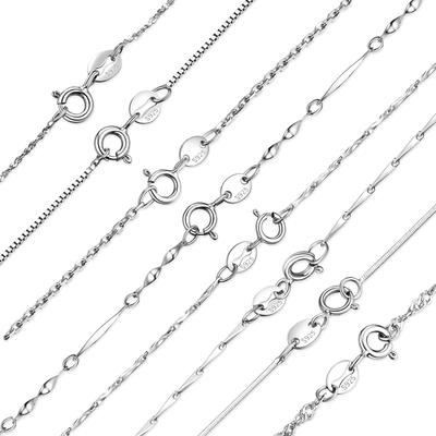 Genuine 100 %925 Sterling Silver Necklace Ingot Twisted Trace Belcher Snake Bar Singapore Box Chain Necklace Women