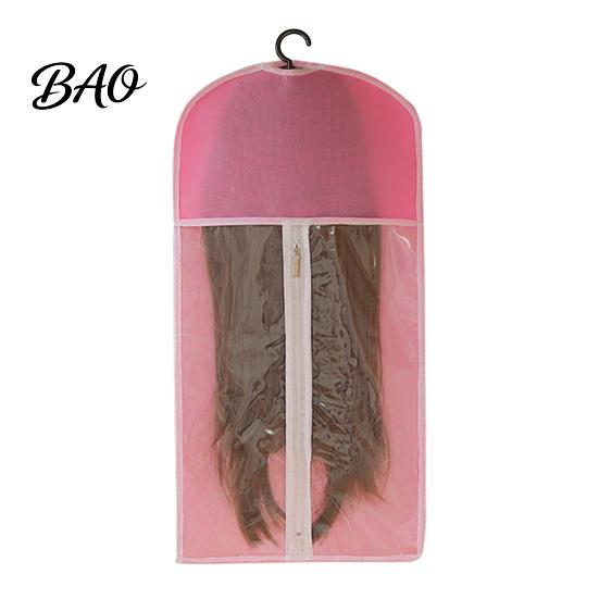 Hairpiece Protection Bag Wig Storage Hanging with Hook, Breathable Non-woven Fabric Dust-proof Travel Hair Extension Case Protector, Space Saving