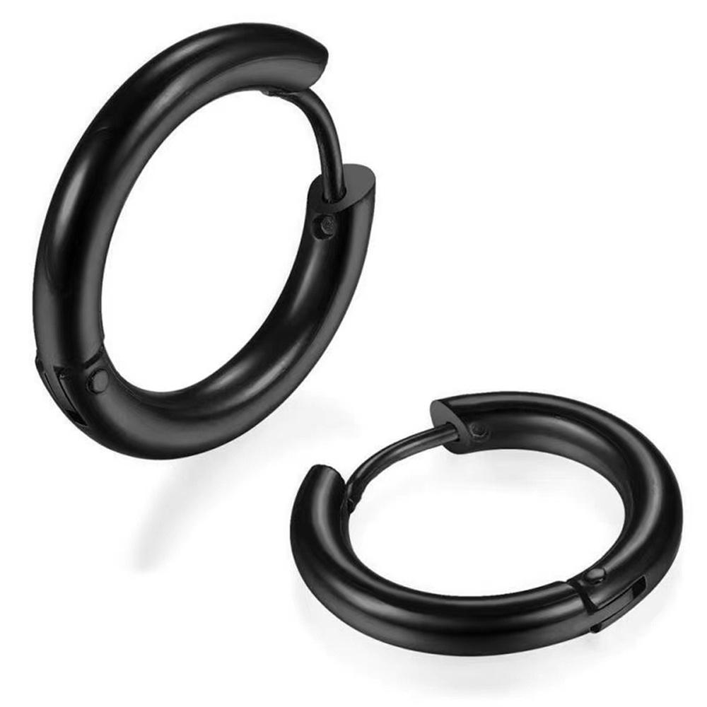 2 PCS Small Hoop Earrings Silver Color Stainles Steel Round Pendientes Anti-allergy for Women Men 2025 Fashion Jewelry Gifts