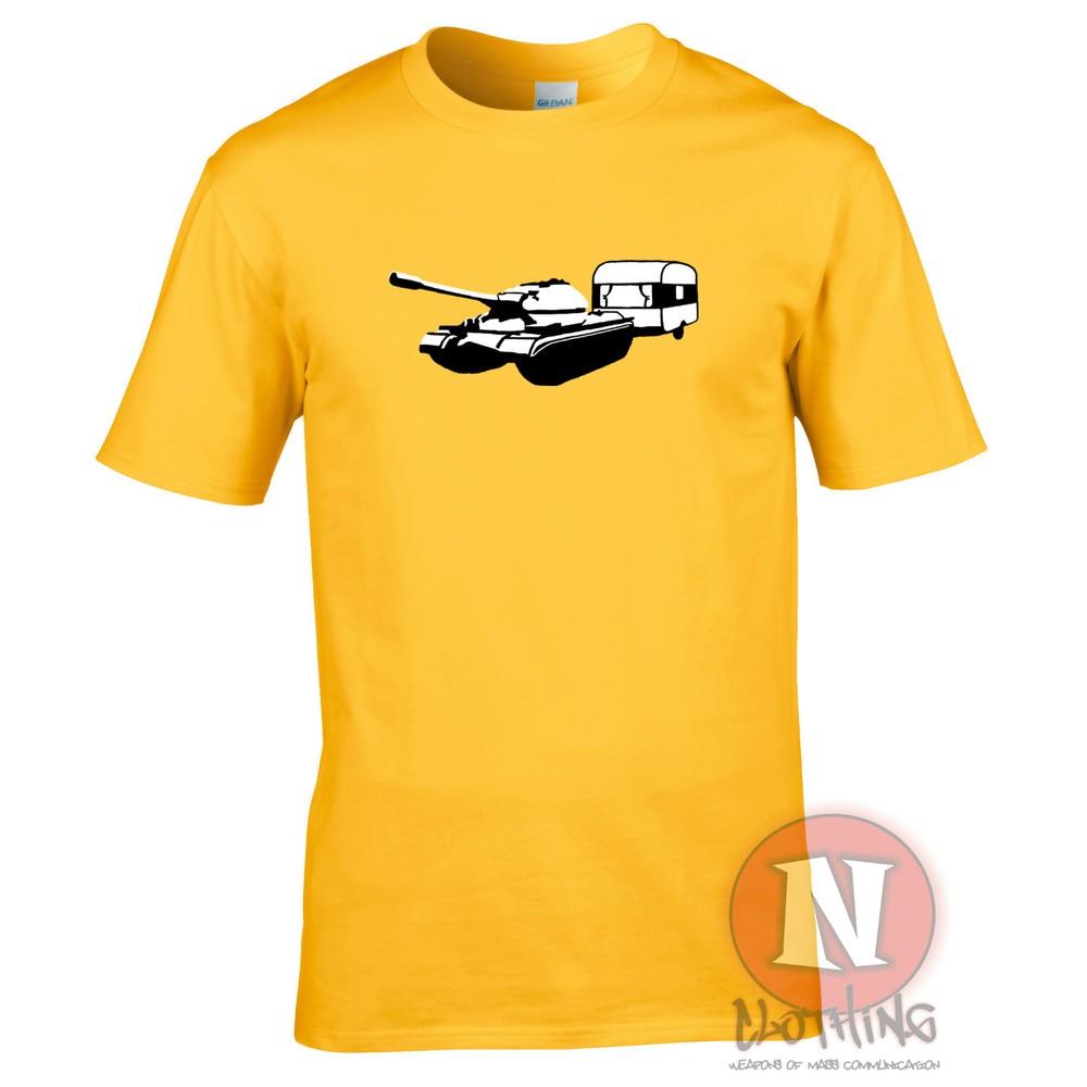 Tank And Caravan TShirt Banksy Urban Graffiti Military Caravaning Funny Movie