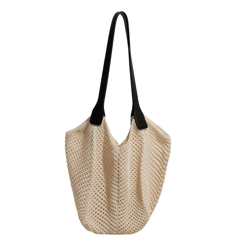 Street trend simple summer shoulder cotton thread woven knitted bag handbag beach vacation