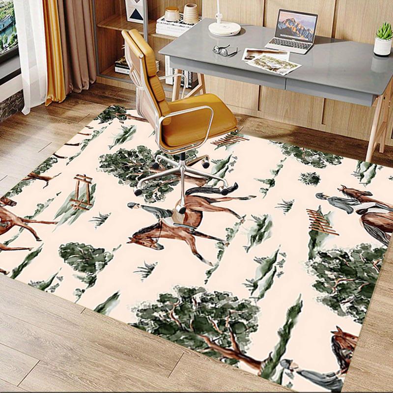 1PC Horse Riding Non-Slip Floor Carpet Compatible for Office&Living Room&Dining room - Flat-Weave Machine- Soft & Pattern-E311