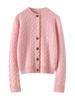 Women's Heavy Cable Knit Cashmere Cardigan - Round Neck, Long Sleeve, Autumn/Winter Style Sweater Coat