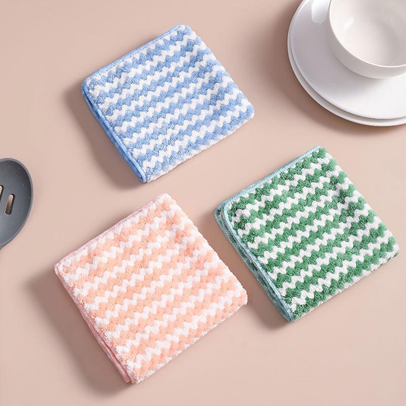

10Pcs Kitchen Cleaning Rag Coral Fleece Dish Washing Cloth Super Absorbent Scouring Pad Dry And Wet Kitchen Cleaning Towels 10pcs