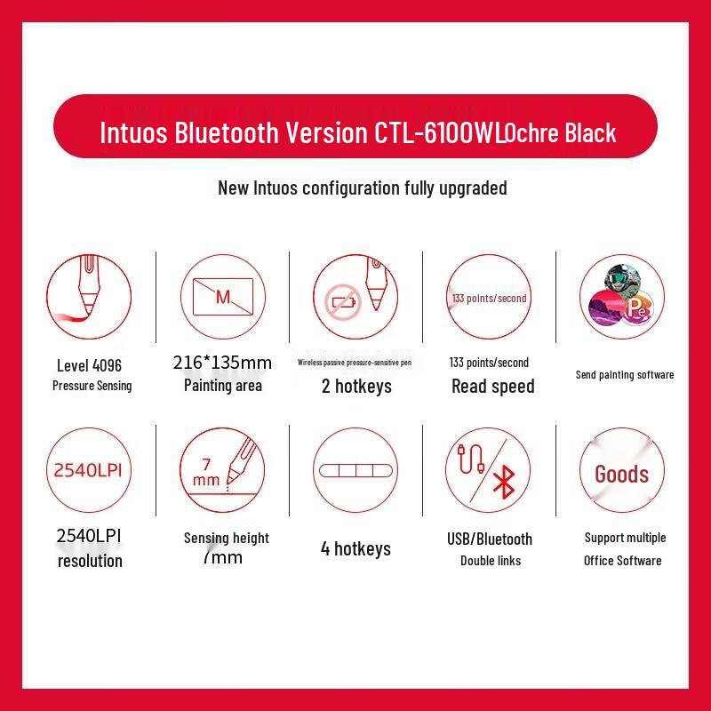 Wacom Intuos CTL-6100WL Wireless Bluetooth Digital Drawing Tablet