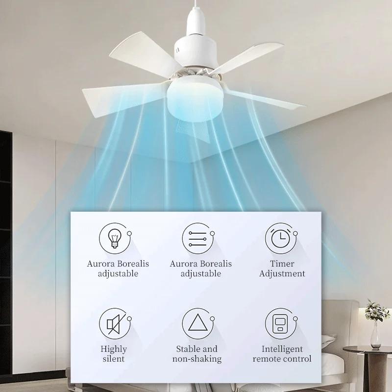 

30W LED Ceiling Fan Light E27 Screw Dimmable Mute Electric Ceiling Fan Smart Wireless Fan Lighting For Bedroom Living Study Room 30W чёрный