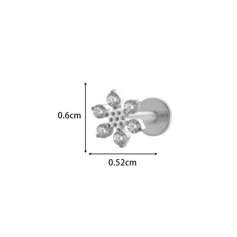 Henson F136 Titanium Micro-Paved Zirconia Heart Flat Back Internal Thread Cartilage & Lip Stud.