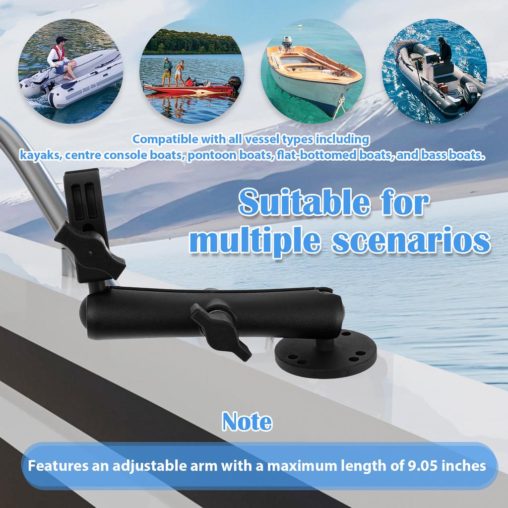 Suporte Estabilizador para Motor de Pesca com Trolling Braçadeira de Suporte Ajustável 360° Garra Resistente Liga de Alumínio Eixo do Motor de Pesca com Trolling para Barco