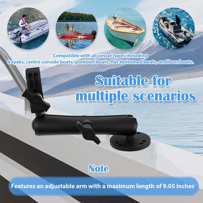 Trolling Motor Stabilizatör Montaj Destek Kelepçesi 360° Ayarlanabilir Sert Pençe Alüminyum Alaşım Tekne Trolling Motor Şaftı