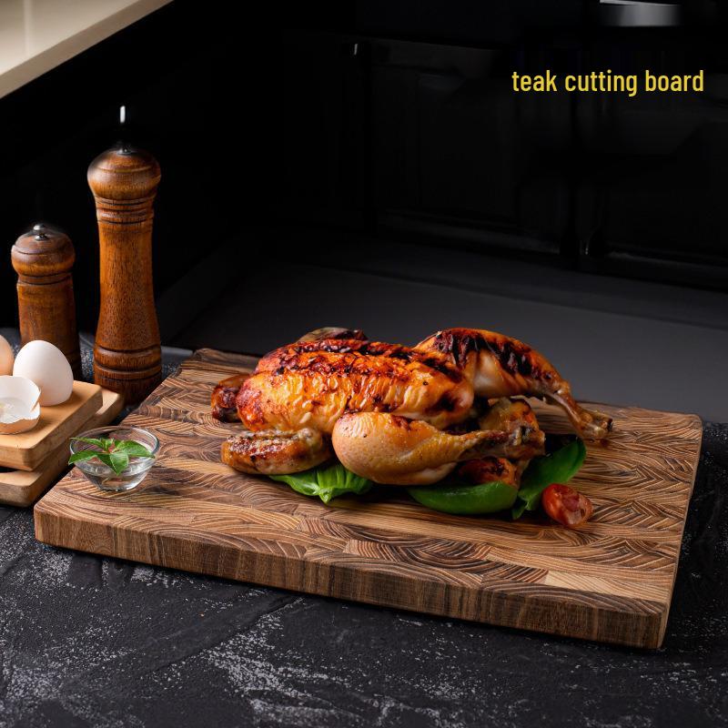 Premium Teak Edge-Grain Cutting Board: High-Quality Solid Wood, Kitchen-Specific, Durable Design.