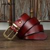 Ceinture en Cuir Véritable Cuir de Vachette Grain Supérieur Lavé Rétro pour Homme avec Boucle en Laiton, Nouvelle Ceinture Tendance Style Coréen