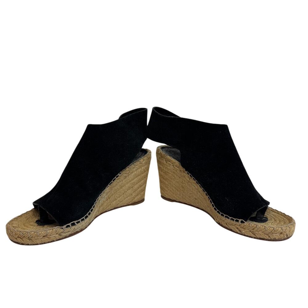 CELINE Wedge Sandals Espadrille suede Sandals black suede Used