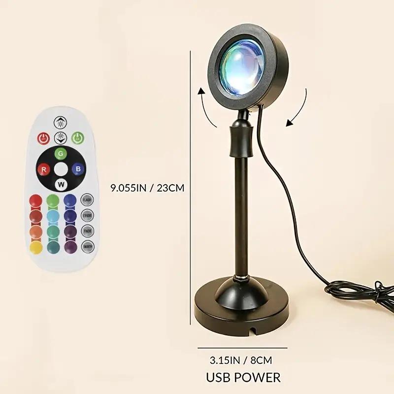 Rotating USB Sunset Projector - Decorative Holiday and Rainbow Light