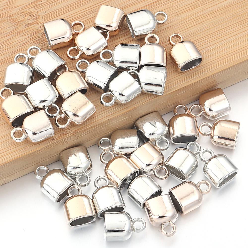 20pcs CCB Crimp End Caps Leather Cord End Tip Clasps Connectors for Jewelry Making DIY Bracelets Necklace Keychain Accessories