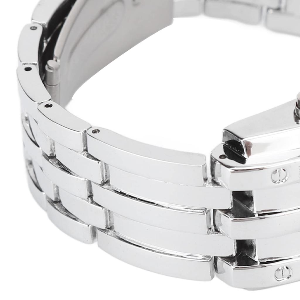 Men's LED Watch Ique Binary Time Mode Display Convex Arc Structure Silver Electronic Wristwatch (Small 8x26cm)