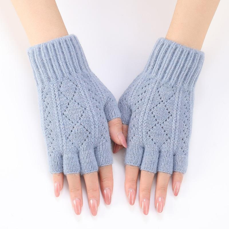 Botvotee Y2k Accessories Sleeves for Women Arm Warmers Fashion Pink Winter Warm Knit Half Finger Gloves Cute With Fourchettes