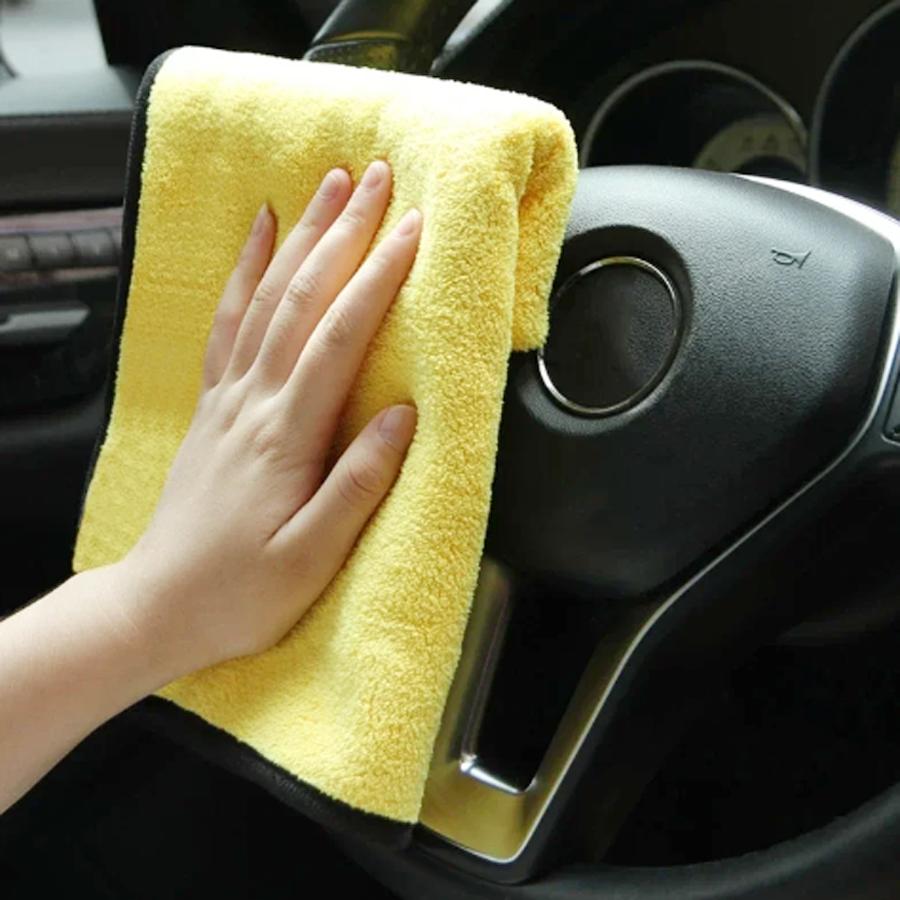 Serviette de Lavage de Voiture Épaissie Absorbante Bicolore Double Face en Polaire Corail Serviette de Lavage de Voiture Propre Maison Voiture Double Usage