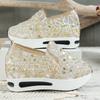 Summer new casual single shoes slope heel thick sole foot cover single shoes mesh breathable sequins large size mesh women's shoes