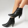 Dünne Absatz Kurzstiefel Damen Herbst und Winter Spitze Fransen Damen und Knöchelhohe Stiefel Dicker Absatz Hoher Absatz Seitenreißverschluss Martin Boots