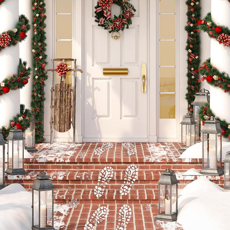 6pcs Christmas Snowflake Footprint Stencil Santa Claus Footprint Painting Template Scrapbook Coloring Embossing Album Xmas Decor