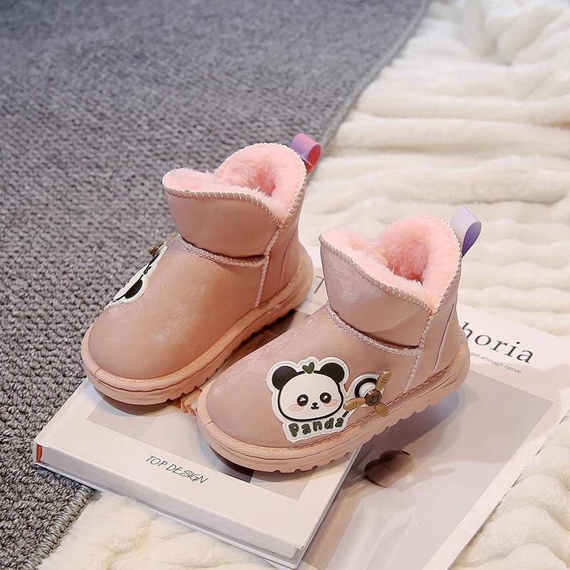 Милые мультяшные детские зимние ботинки Новая мода С принтом панды Мальчиковые сноубутсы — фото 9