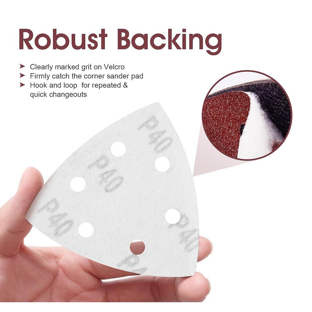 DE Warehouse 24H Shipping Free Delivery 25pcs 93mm 40-400 Grit Triangle Sanding Pads Mouse Sander Pads Durable Dust-Free 6-Holes