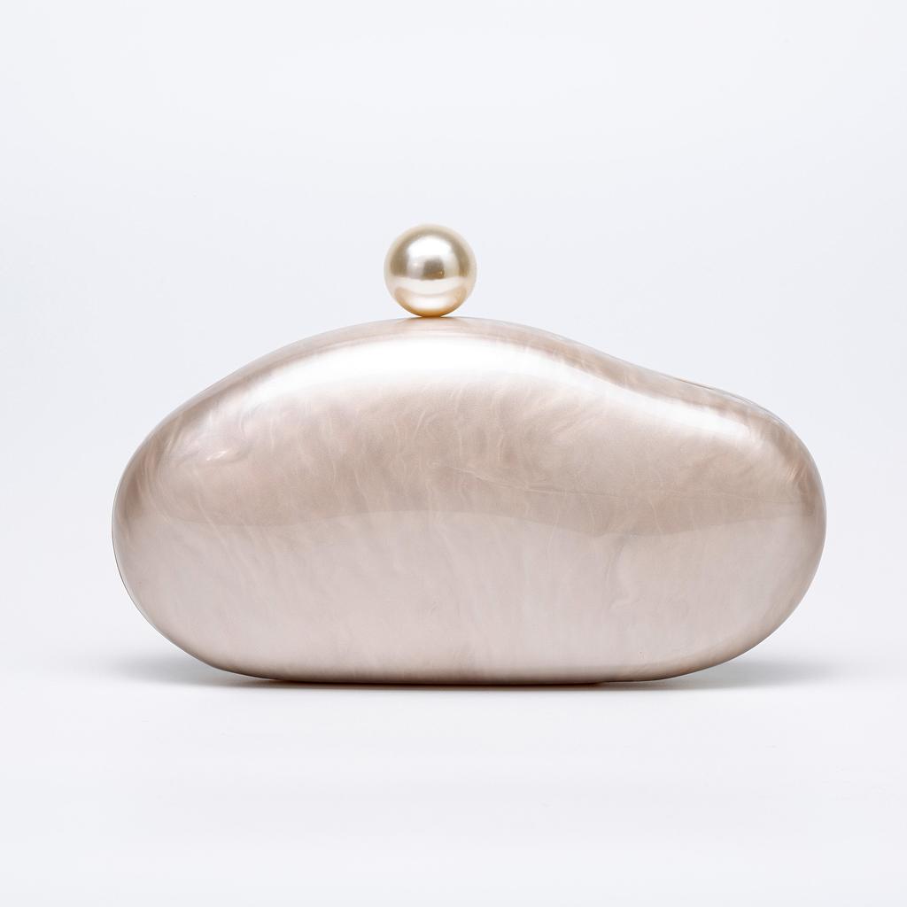 Shell Clutch Bag Acrylic Pearl Color Purse Women Wedding Evening Party Cute Ivory Pearl Coffee Color Handbag New 2025