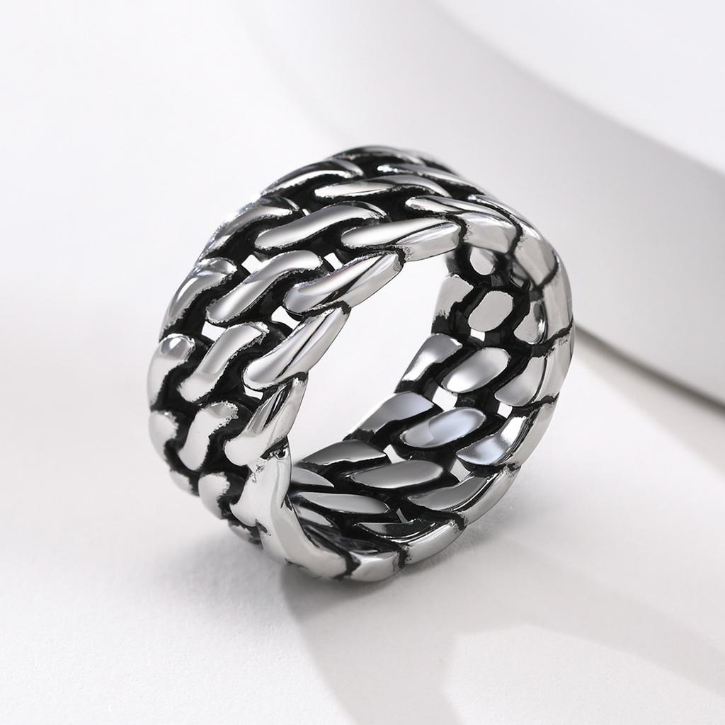 Stainless Steel Watch Band Style Design Ring Men's Stainless Steel Tail Ring Retro Accessories