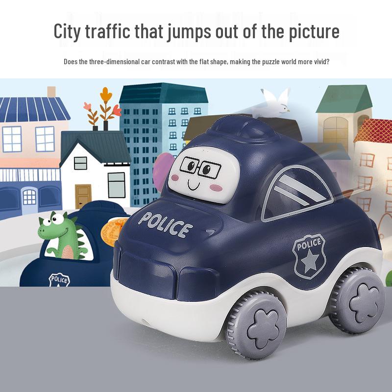 Children's Cartoon Puzzle Toy Car for Ages 1-3: Early Education Brain Teaser Inertia Car for Boys