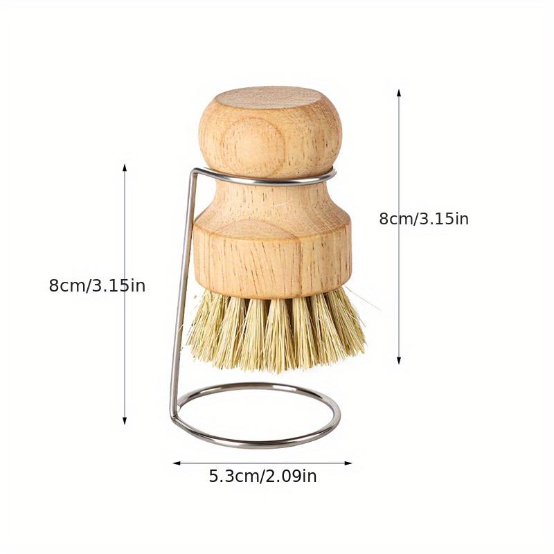 

Natural Wooden Pot and Bowl Brush with Metal Stand Plant Fiber Bristles Ideal for Cleaning and Drying Kitchen Cleaning Essentials