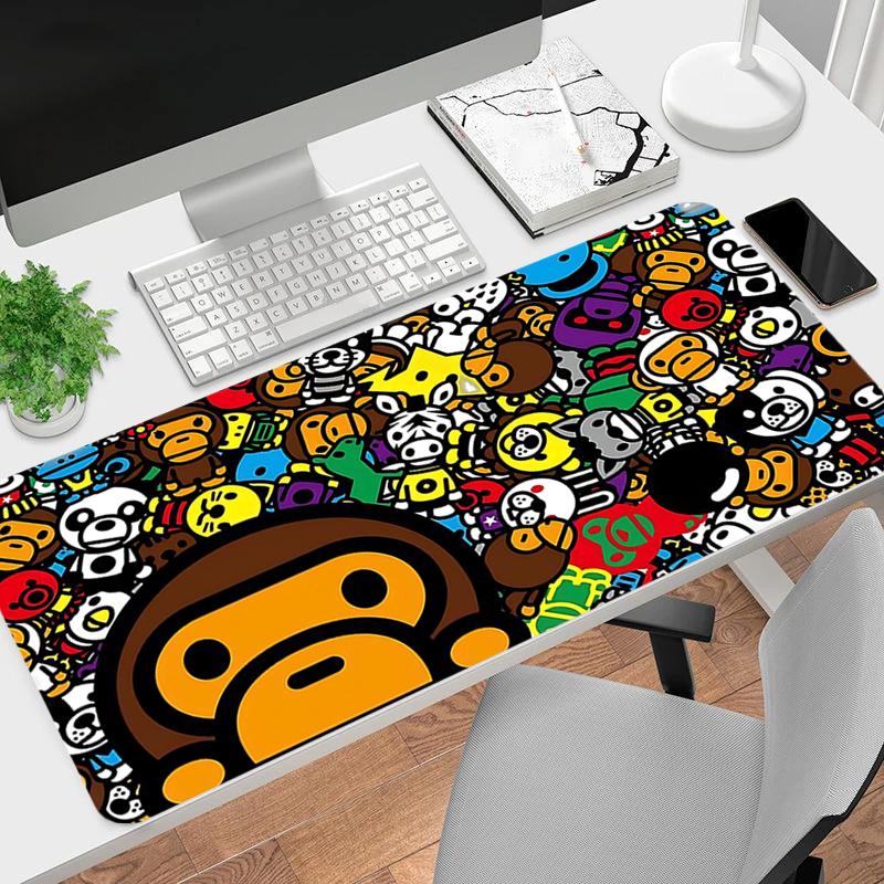 1Pc Colorful Cartoon Faces Gaming Mouse Pad Keyboard Desk Mat Non-slip Rubber Lock Edge Waterproof Computer Mousepad for Office Home Decor Es116