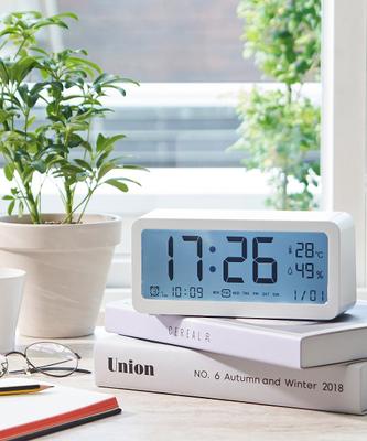 [JAJU] Horloge de bureau JAJU à grand écran LCD avec affichage de la température et de l'humidité FR