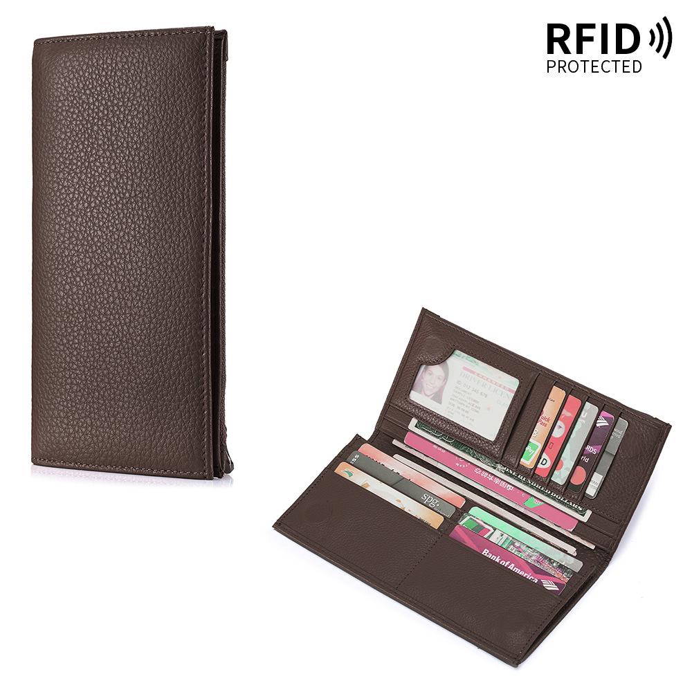 Bifold Slim Long Wallet for Men RFID-Blocking Thin Wallets with ID Window,Multi-Card Slots & Zipper Cash Pocket,Business Purse