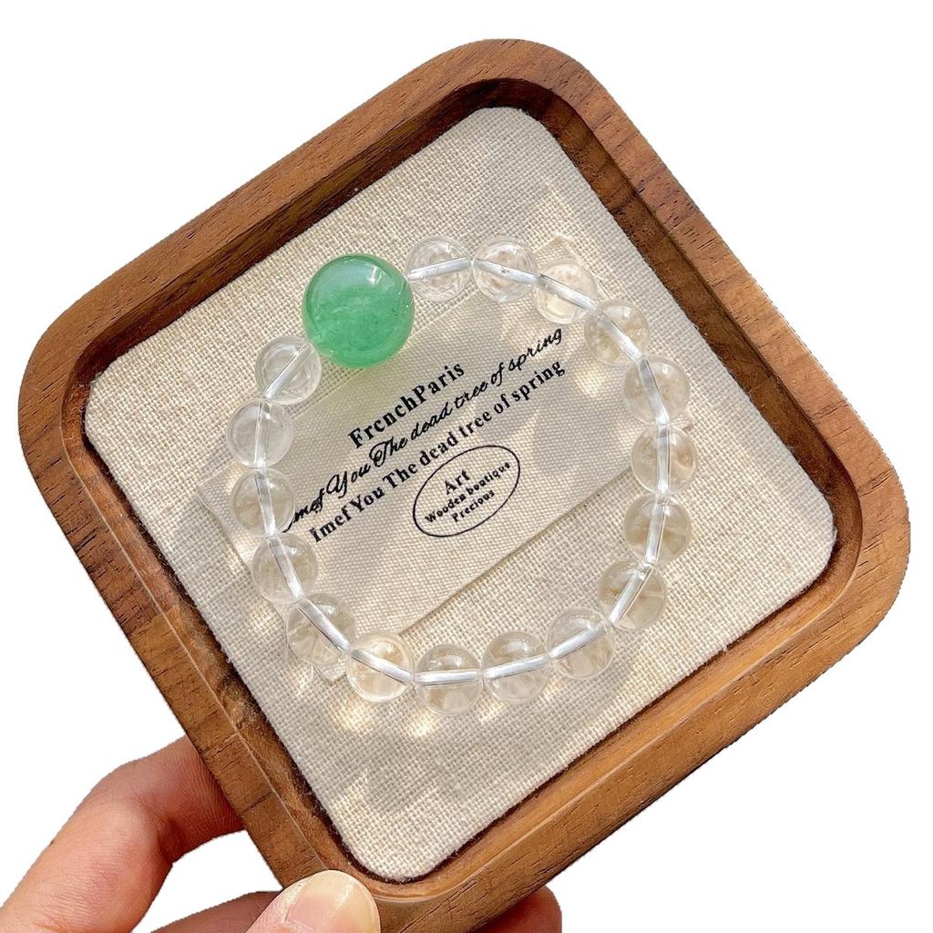 8-17Mm High Quality Near Vitreous White Crystal Natural Green Strawberry Crystal Bracelet