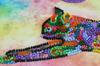Midi Set for Embroidery with Beads On Natural Artistic Canvas Abris Art Cat Family