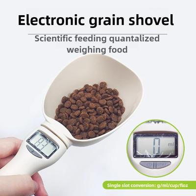 Báscula para Alimentos para Mascotas LCD Herramienta Electrónica de Pesaje de Precisión Blanco Perro Gato Alimentación Cuchara Medidora de Alimentos Gran Capacidad 250ml Pantalla Digital Báscula de Cocina