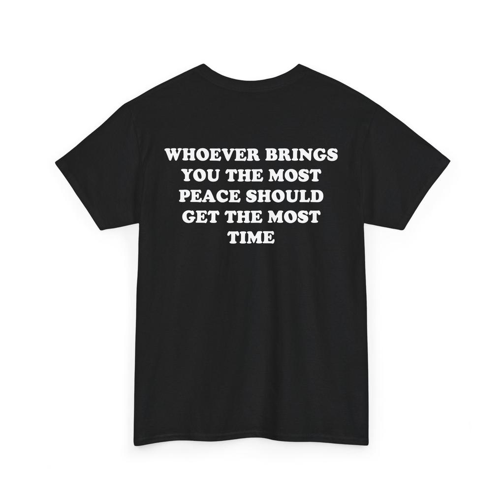 Peace Life Slogan Text Back Print Tshirt Unisex Soft Cotton Loose Motivational Minimalist Casual Daily Streetwear Tee