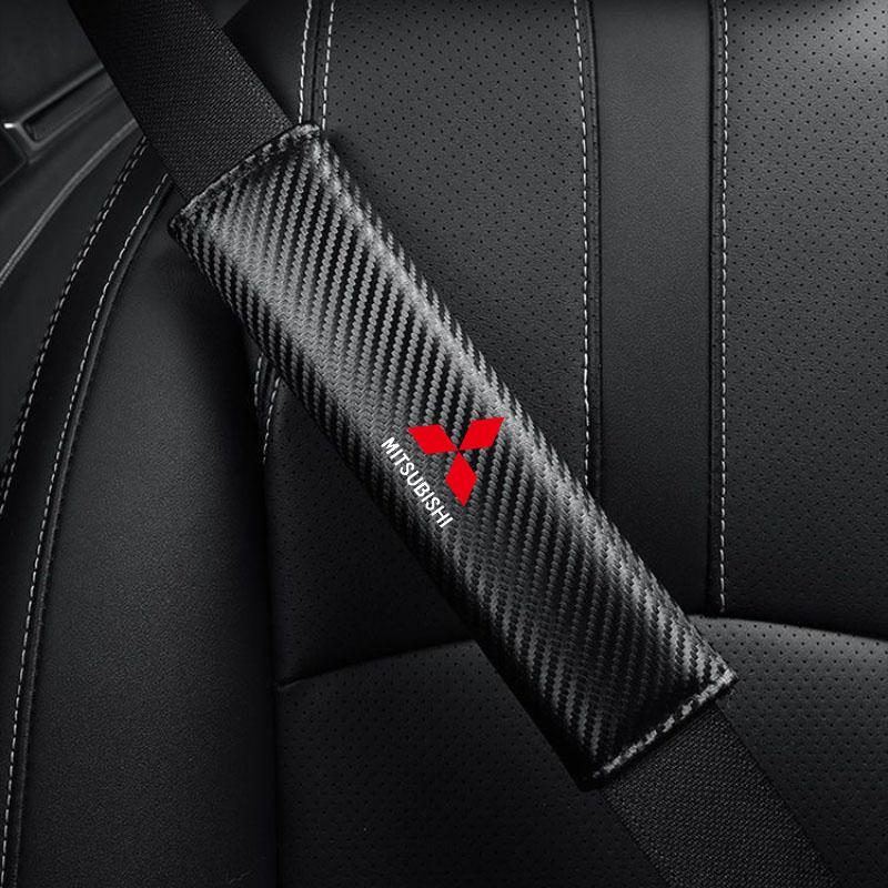 xksh2 Carbon Fiber Car Safety Belt Cover Shoulder Pad for Mitsubishi Outlander Lancer 10 ASX RALLIART Eclipse L200 Pajero Accessories