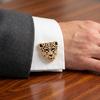 Botões de Punho Masculinos Yousheng Formato de Cabeça de Leopardo Pedras Strass Brilhantes Tachas de Punho Design Polido Cobertura de Botão de Camisa Social Reuniões Festas