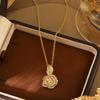 Exquisite French Design Rose Zircon Pendant Necklace - High-End Versatile Clavicle Jewelry for Women