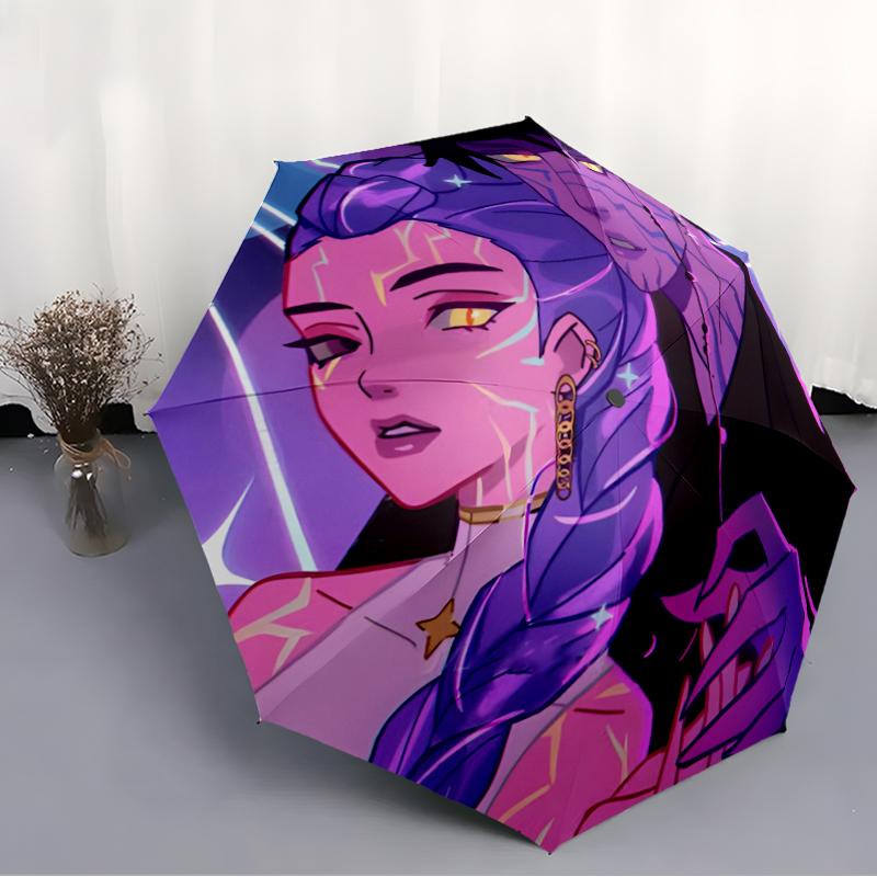 Ombrello Pieghevole KPOP Hunter alla Moda con Apertura/Chiusura Automatica. Portatile e Pieghevole, Ideale per Regalo, Viaggio e Uso Quotidiano.
